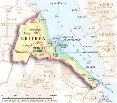 Cartina geografica mappa - Eritrea Carta capitale Asmara