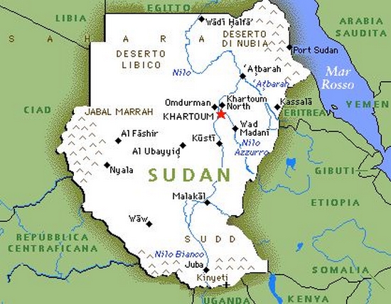 Cartina geografica sudan - capitale Khartum Carta