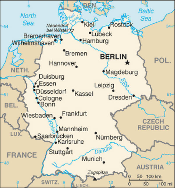 Cartina geografica della Germania Mappa. Map of germany - carta