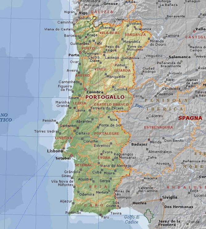 cartina geografica del portogallo mappa - carta. Map of portugal
