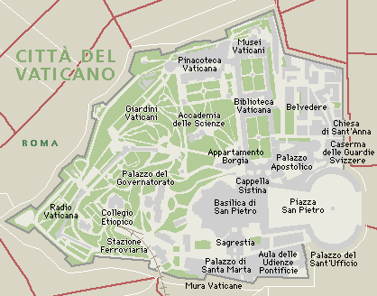 Cartina geografica della citt del Vaticano Mappa - Carta Map of