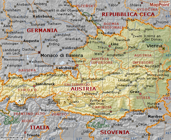Cartina geografica dell'Austria Map of Mappa - Carta
