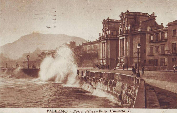 Foto storica d'epoca di Porta Felice Foro Umberto I di Palermo - Sicilia