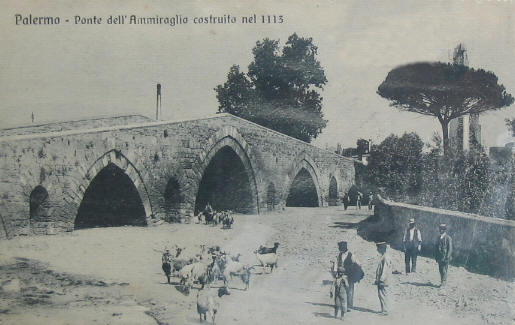 Antica foto storica (d'epoca) del ponte dell'ammiraglio a Palermo - Sicilia