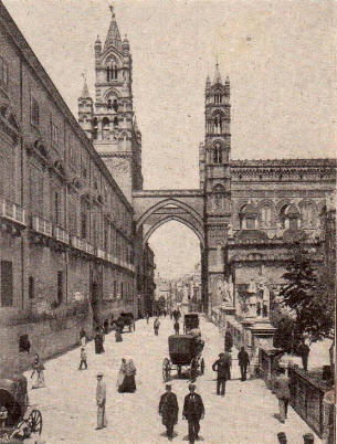 Vecchia foto della Via Matteo Bonello a Palermo (in Sicilia) - Antica fotografia d'epoca