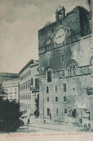 Foto storica (d'epoca) ed antica di Palazzo Chiaromonti (Oggi Tribunale) a Palermo - Sicilia