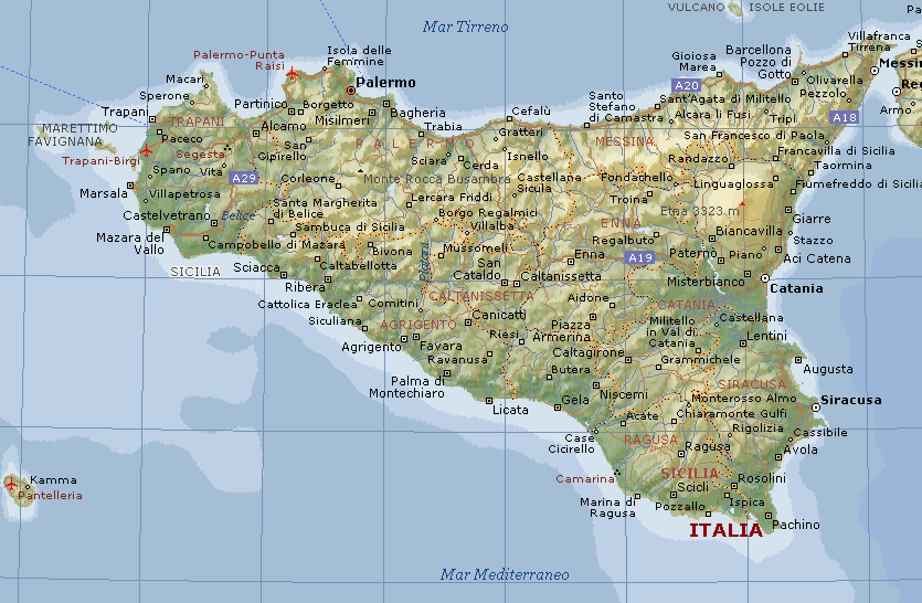 Cartina geografica della Sicilia - Mappa - Carta