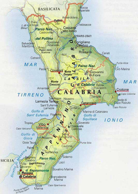 Cartina geografica della Calabria - Mappa - Carta