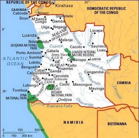 Cartina geografica mappa - Angola Carta capitale Luanda