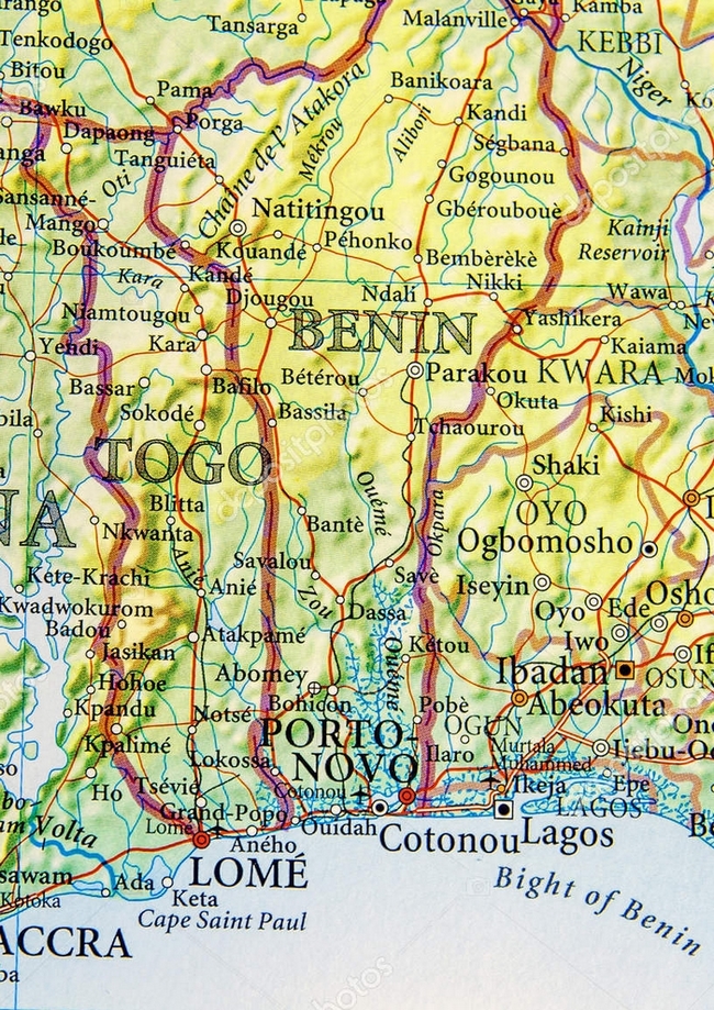Cartina geografica mappa - Benin Carta capitale Porto Novo