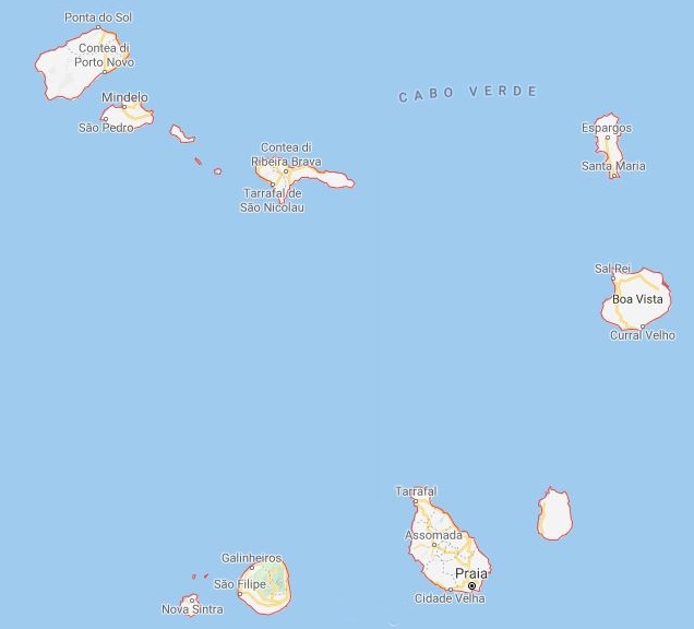 Cartina geografica Isole Capo Verde - Carta Mappa