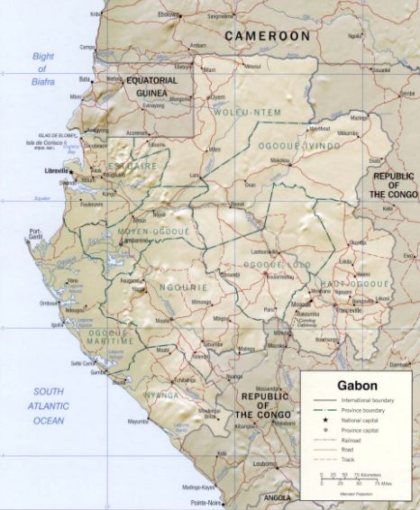 Cartina geografica mappa - Gabon Carta capitale Libreville