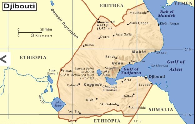 Cartina geografica mappa - Djibuti Carta capitale Gibuti