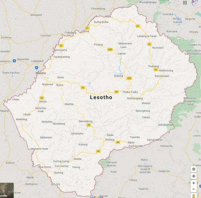 Cartina geografica mappa - Lesotho Carta capitale Maseru