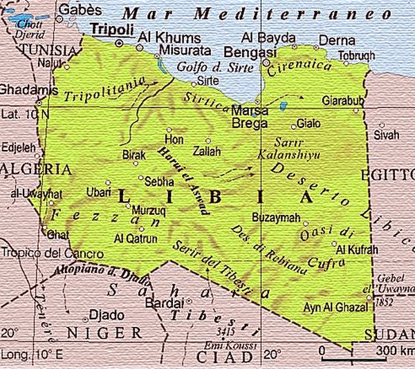 Cartina geografica Libia Mappa capitale Tripoli - Carta