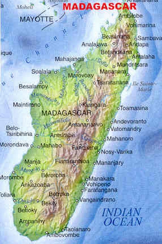 Cartina geografica Madagascar capitale Antananarivo Mappa - Carta