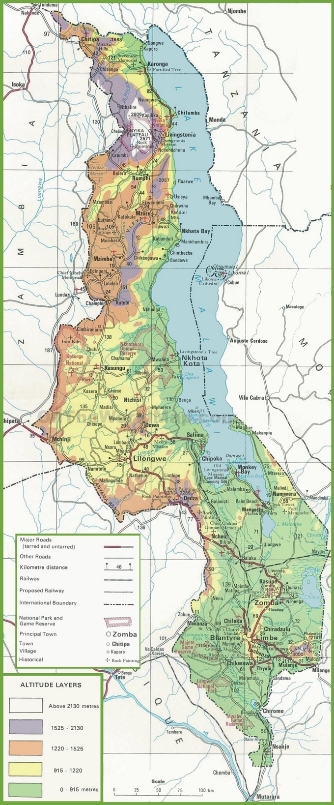 Cartina geografica Malawi capitale Lilongwe Mappa - Carta