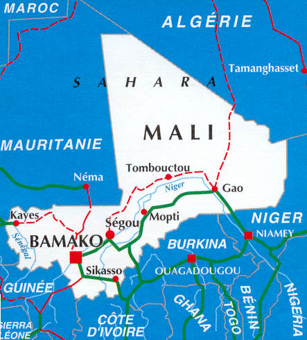 Cartina geografica Mali - capitale Bamako - Mappa - Carta