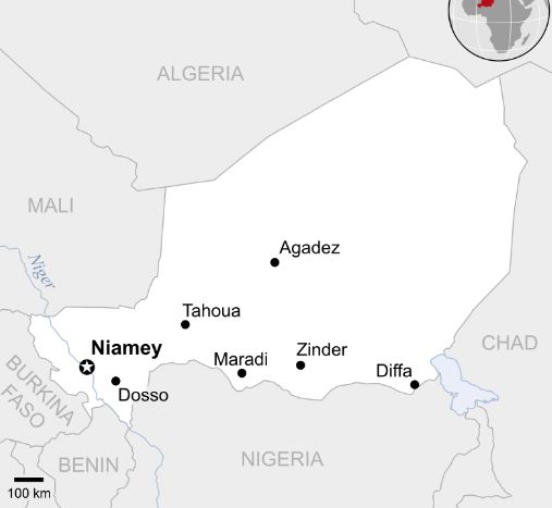 Cartina geografica Niger capitale Niamey Mappa - Carta
