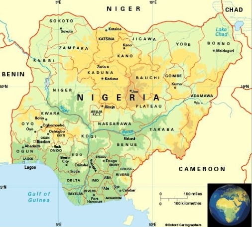 Cartina geografica nigeria capitale Bangui - Carta