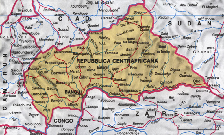 Cartina geografica repubblica centro africana capitale Abuja - Carta