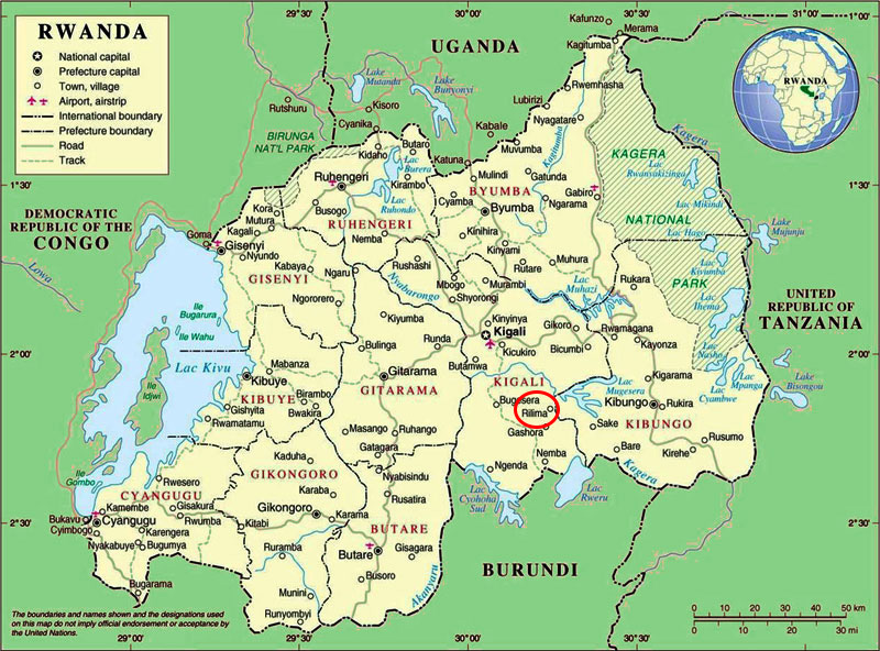 Cartina geografica del ruanda capitale Kigali - Carta