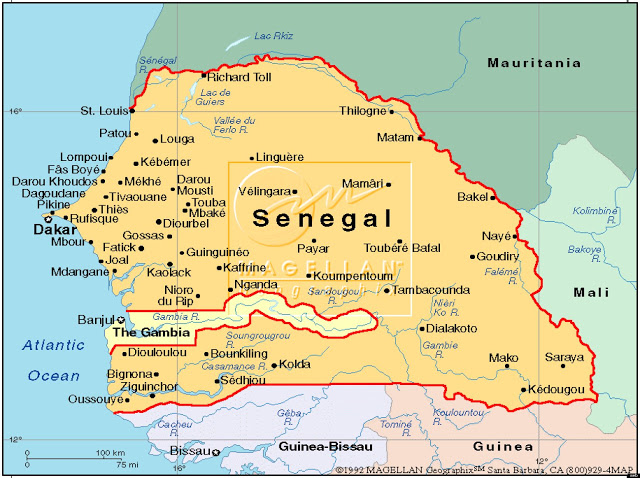 Cartina geografica del senegal - capitale Dakar Carta