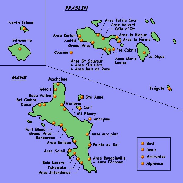 Cartina geografica isole seychelles - capitale Victoria Carta