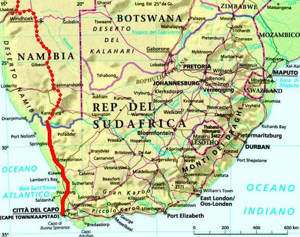 Cartina geografica della sudafrica - capitale Johannesburg Carta