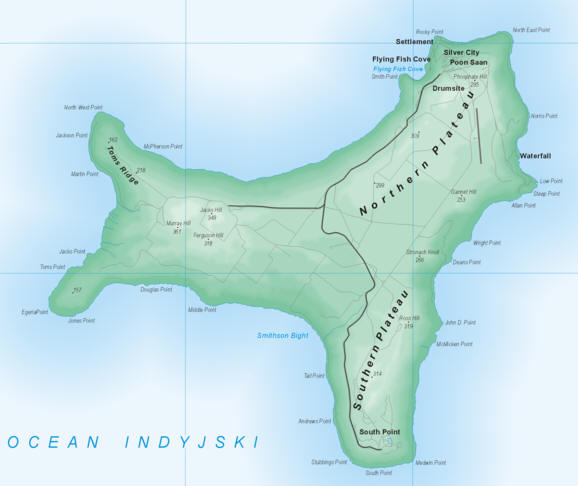 Cartina geografica mappa Isole di Christmas - Natale - Oceania - Carta Flying Fish Cove