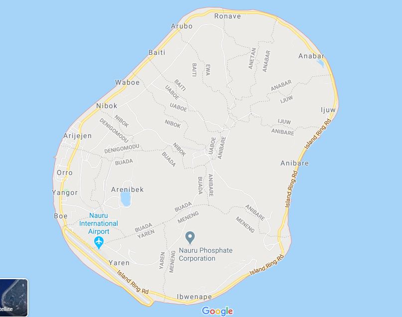 Cartina geografica mappa - Isola di Nauru Carta capitale Yaren