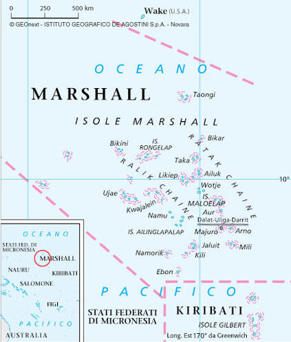 Cartina geografica mappa - Isole Marshall Carta capitale Dalap-Uliga-Darrit