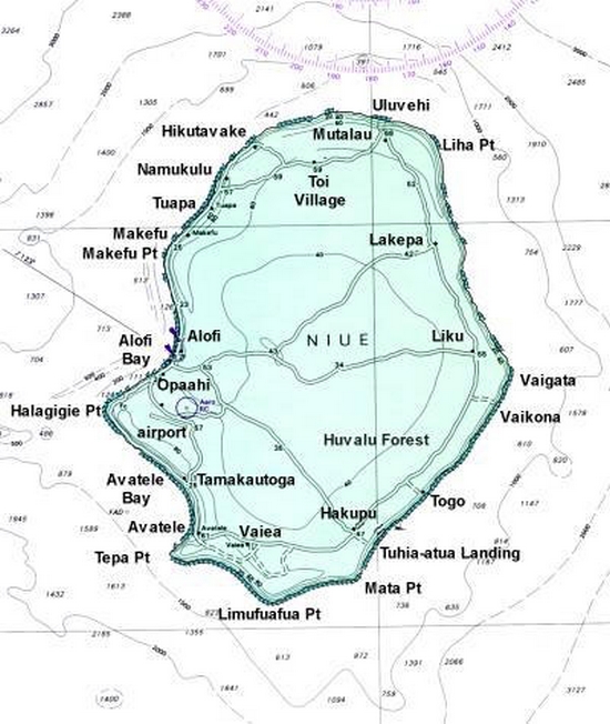 Cartina geografica mappa - Oceania - isole Niue Carta capitale Alofi