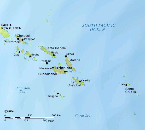 Cartina geografica mappa - Isole Salomone Carta capitale Honiara