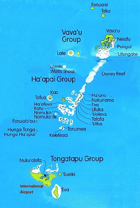 Cartina geografica mappa - Isole Tonga Carta capitale Nuku'alofa