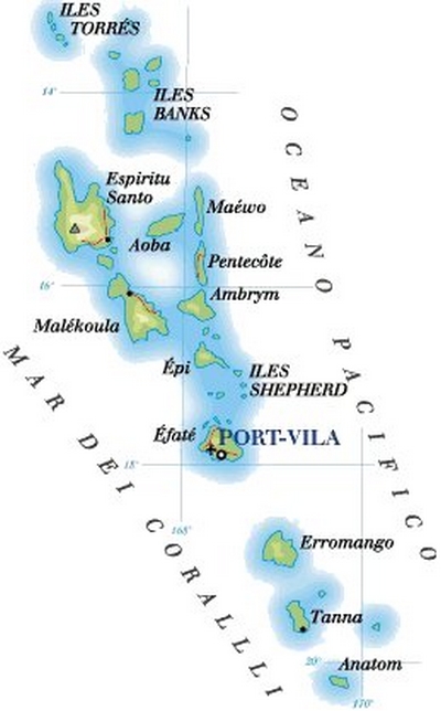 Cartina geografica mappa - isole Vanuatu Carta capitale Port Vila