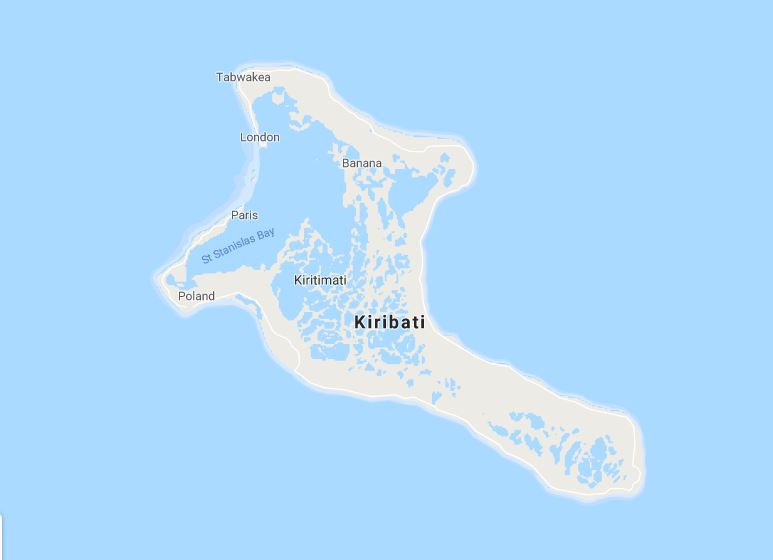 Cartina geografica mappa - Isola Kiribati Carta capitale Tarawa