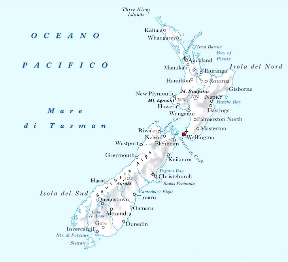 Cartina geografica mappa - Nuova Zelanda Carta capitale Wellington