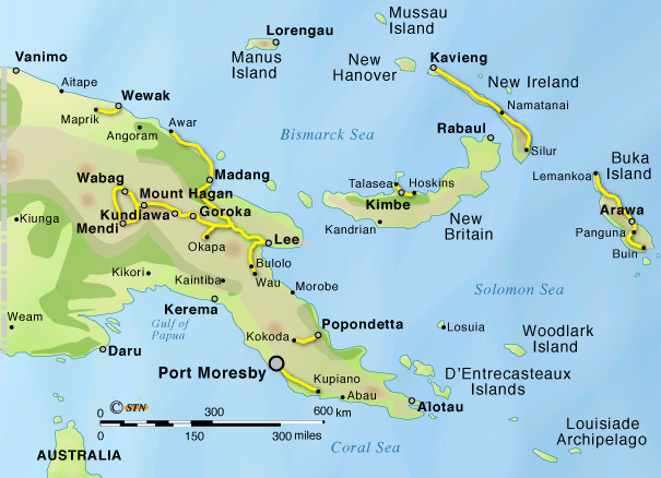 Cartina geografica mappa - Papua Nuova Guinea Carta capitale Port Moresby