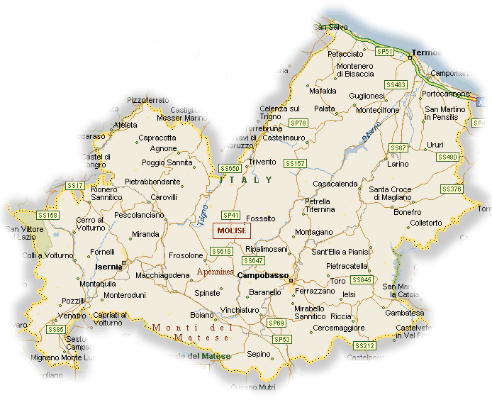 Cartina geografica del Molise - Mappa - Carta