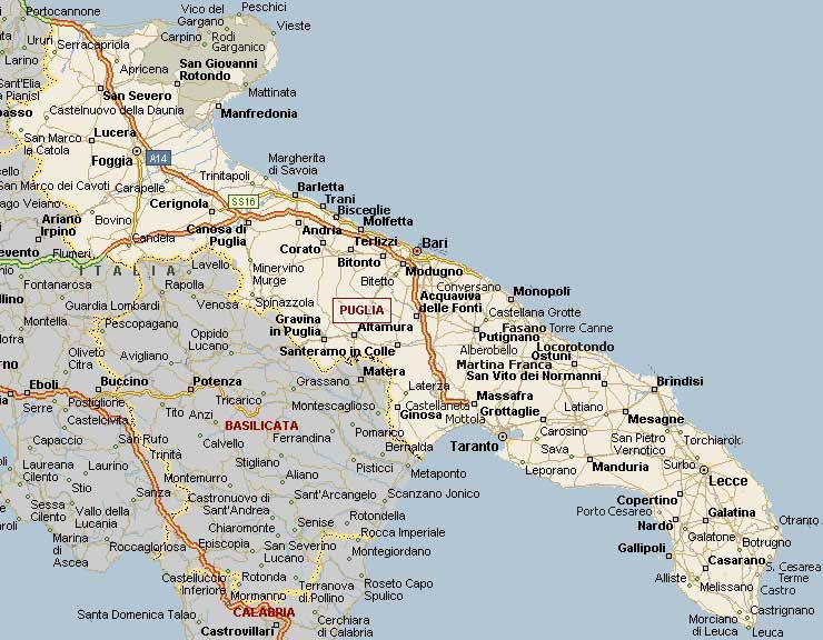 Cartina geografica della Puglia - Mappa - Carta