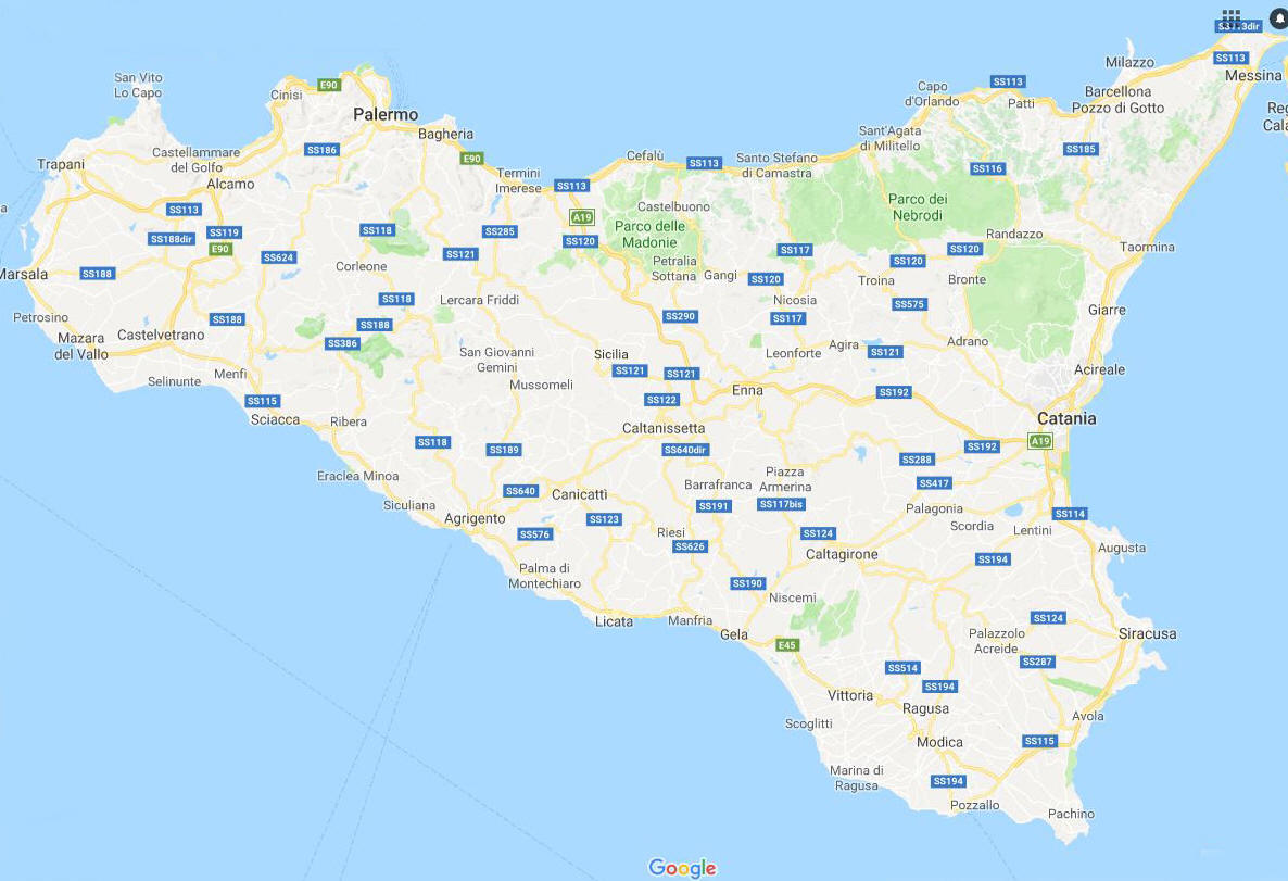Cartina geografica politica della Sicilia - Mappa - Carta