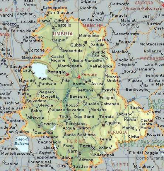 Cartina geografica dell'Umbria - Mappa - Carta