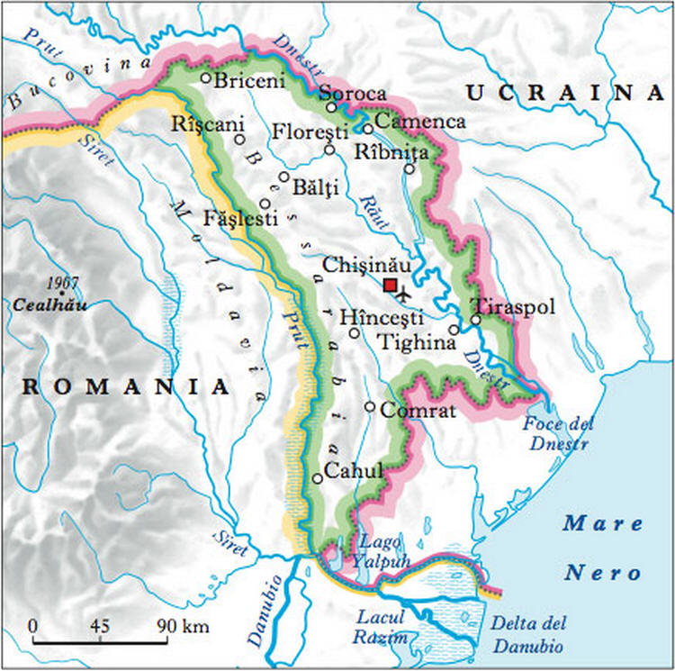 Cartina geografica della Moldavia - La capitale è Chisinau Mappa - Carta