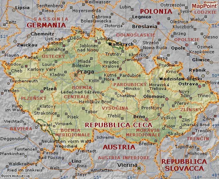 Cartina geografica della Repubblica Ceca - Mappa - Carta della Czech Republic