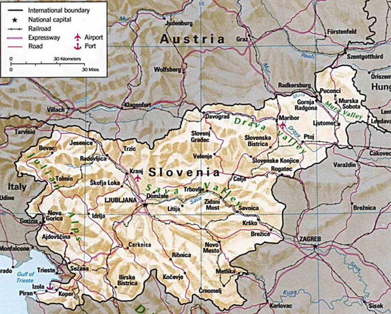 Cartina geografica della Slovenia - Mappa - Carta map of slovenia