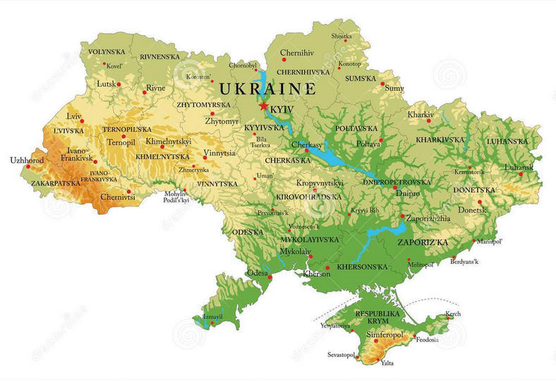 Cartina geografica della Ucraina - Mappa - Carta map of Ukraine