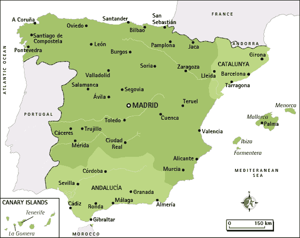 Cartina geografica della Spagna - Mappa - Carta