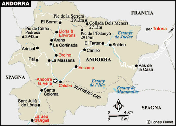 Cartina geografica Map of Andorra Mappa - Carta