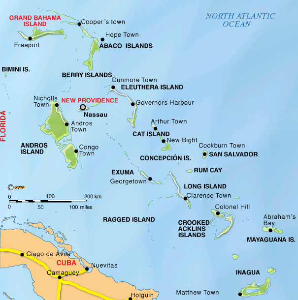 Cartina geografica delle isole Bahamas. Mappa - Carta of bahamas islands